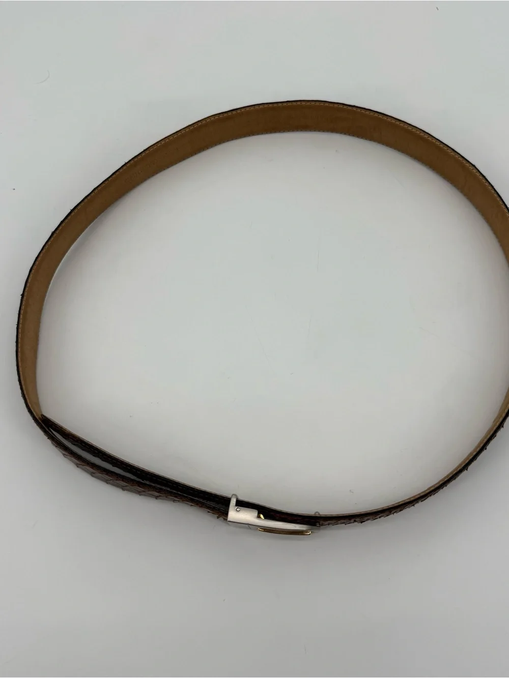 Christopher Roberts Mens Snakeskin Leather Belt Size 38 Silver Tone Hardware Vtg